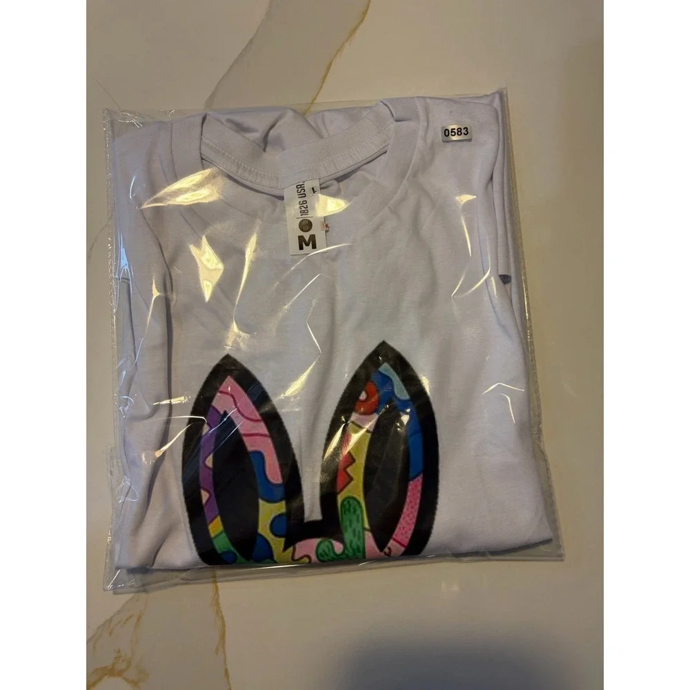 Psycho Bunny Men's Medium White Graphic Skull Bunny T-Shirt Crew Neck - Picture 5 of 6